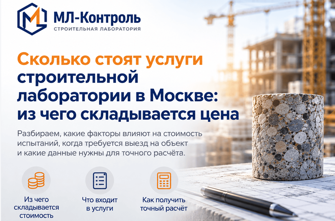 стоимость испытаний в строительной лаборатории МЛ-Контроль в Москве